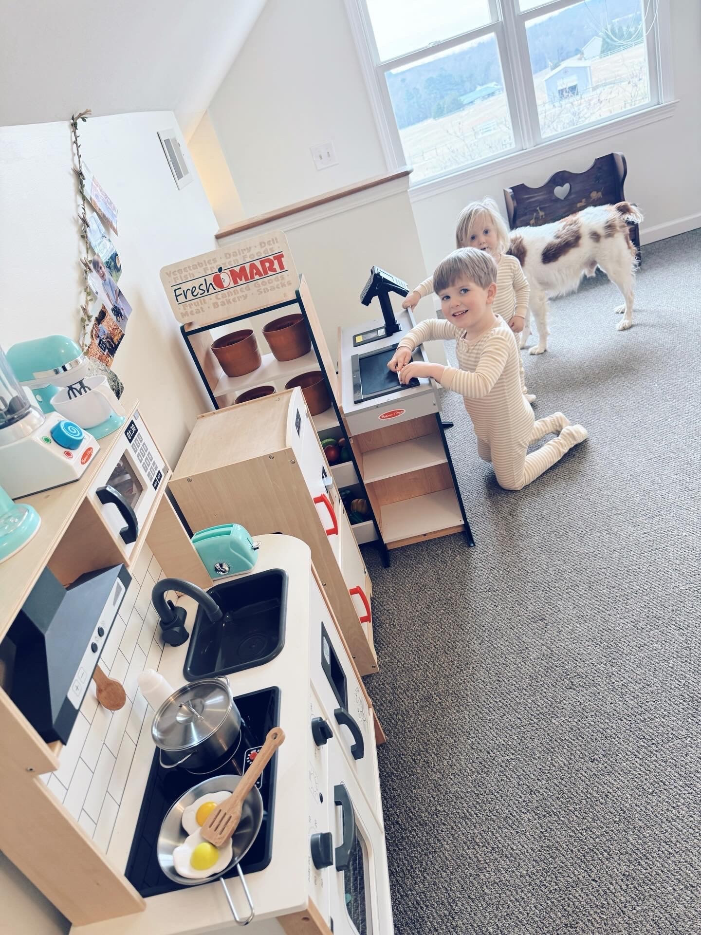 Oh how these babies loveeee their new play kitchen 🥣 slash grocery store 🏬 - aka the best fb marketplace find 🛒🏷️ (& early Valentine’s Day present 💝) ever !!! 🤭💘 And yes, Judson tells everyone (!!) about it and invites them to come play in his new kitchen everywhere we go… and it’s the cutest thing ever!!! 🥹🥰 #marketplacefindforthewin #playkitchen #playgrocerystore #earlyvalentinesdaygift

I always dreamed 💭 of having a playroom for my babies 🤱🧸👶🏼 and this sweet farmhouse 🏡 has the sweetest upstairs nook🚪overlooking 🪟 the farm 🚜🌳🌅 that has made the perfect space for just that!! 😍 And truly one of the rooms I have been most (!!) excited about since the day we first saw and fell in ❤️ with this dream farmhouse on the hill!!! 🏠 All I kept saying was - “I can’t wait for my boys to have this as their playroom!!!” 🥹 And now, look where we are 🫶🏽 and where we spend so much of our sweet time!!! ☕️🌄

Obviously all of these items are **thrifted**, but I have found and linked 🔗 everything I could over on my LTKit shop for y’all!! 🛍️🛒 From the little blue appliances 🥣 (that literally match mine in our real kitchen… I mean what !!! ) 🩵 to the little color and number organizing baskets 🧺 and cans 🥫, it is just all absolutely adorable 🥰 and we truly couldn’t believe it when we went to pick it up 🛻 - and all basically brand new!! ❤️ So much fun 🤩 for these little valentines 💘 cuties of ours and we are just over the moon!!! 🌙🫶🏽 #marketplacefind 