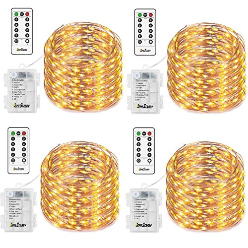 4 Pack Christmas Fairy String Lights, Battery Operated Waterproof 8 Modes Remote 50 Led 16.4ft Indoo | Amazon (US)
