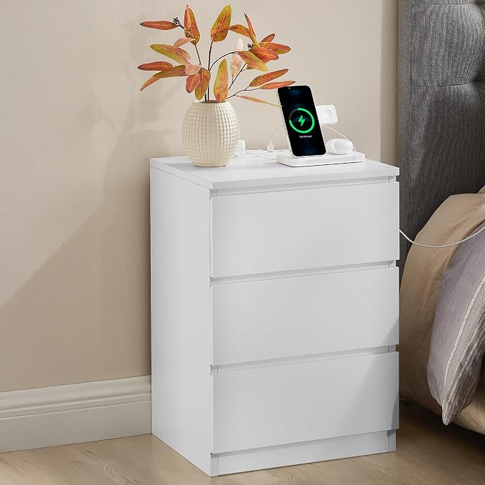 VASAGLE KAILYN Collection - Bedside Table with Power Strip, Side End Table with Drawers, 2 AC Out... | Amazon (UK)