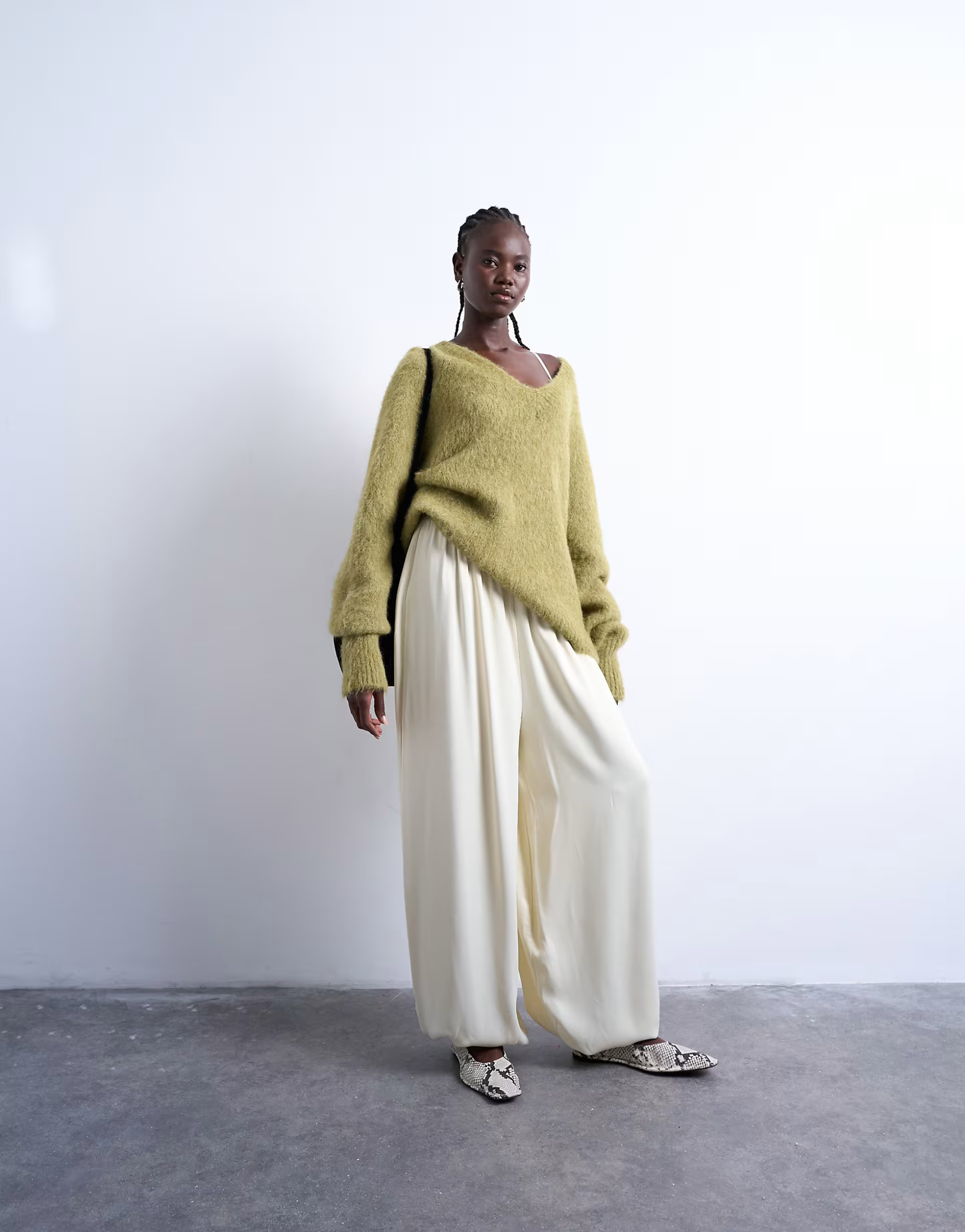 Topshop satin high waist balloon hem pants in oyster | ASOS | ASOS (Global)