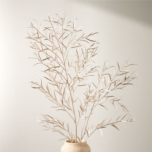 Faux Champagne Gold Willow Leaf Holiday Stem 51" | CB2 | CB2
