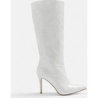 White Croc Effect Knee High Boots | Missguided (US & CA)