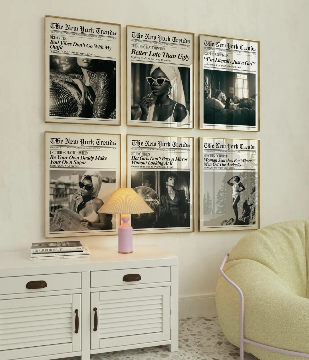 Trendy Feminist Newspaper Prints, Black Girl Wall Art, Retro Wall Art, Fashion Posters, Confident... | Etsy (US)