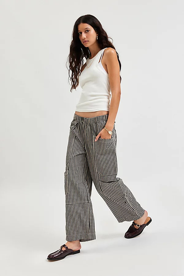 BDG Charlie Gingham Wide-Leg Pant in Ivory/Black, Women's at Urban Outfitters | Urban Outfitters (US and RoW)