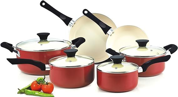 Cook N Home Pots and Pans Set Nonstick, 10 Piece Ceramic Cookware Sets, Kitchen Non Stick Cooking... | Amazon (US)