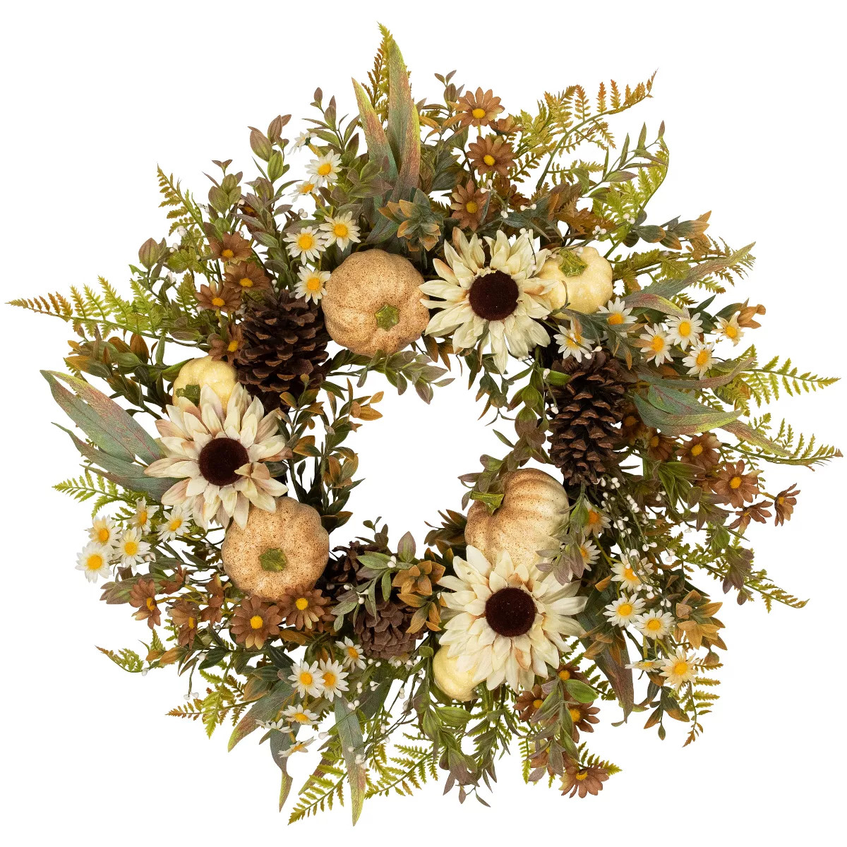 Northlight Sunflowers and Pumpkins Artificial Fall Harvest Wreath - 28" - Unlit | Target
