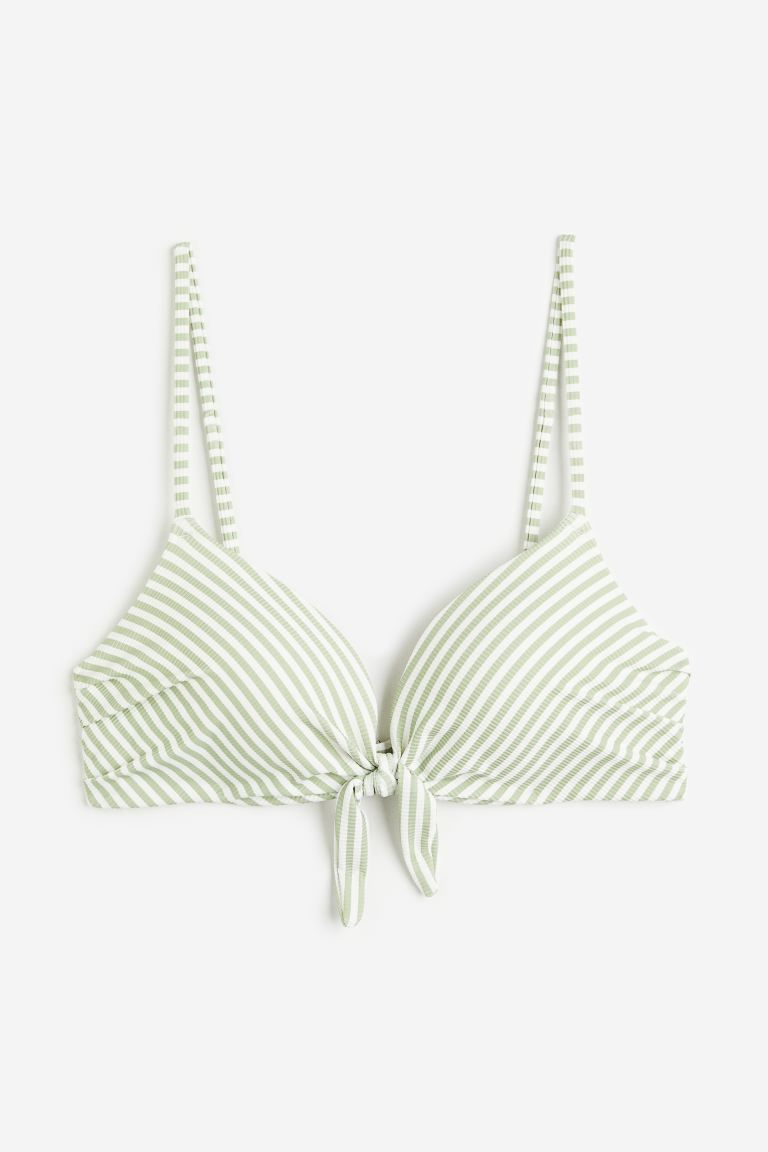 Push-up Bikini Top - Green/striped - Ladies | H&M US | H&M (US + CA)