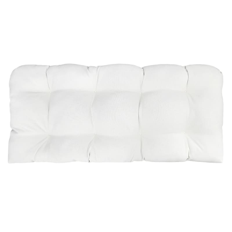 Natural Canvas Outdoor Wicker Settee Cushion | At Home