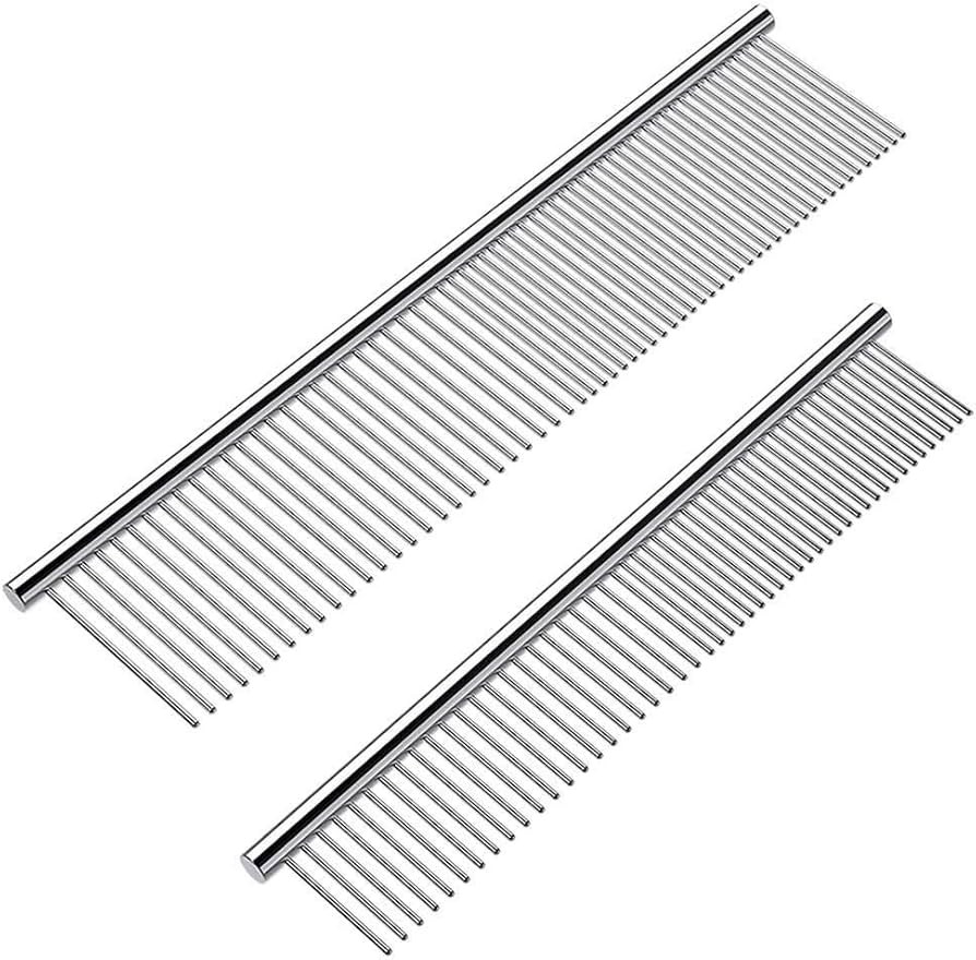 Cafhelp 2 Pack Dog Combs with Rounded Ends Stainless Steel Teeth, Cat Comb for Removing Tangles a... | Amazon (US)
