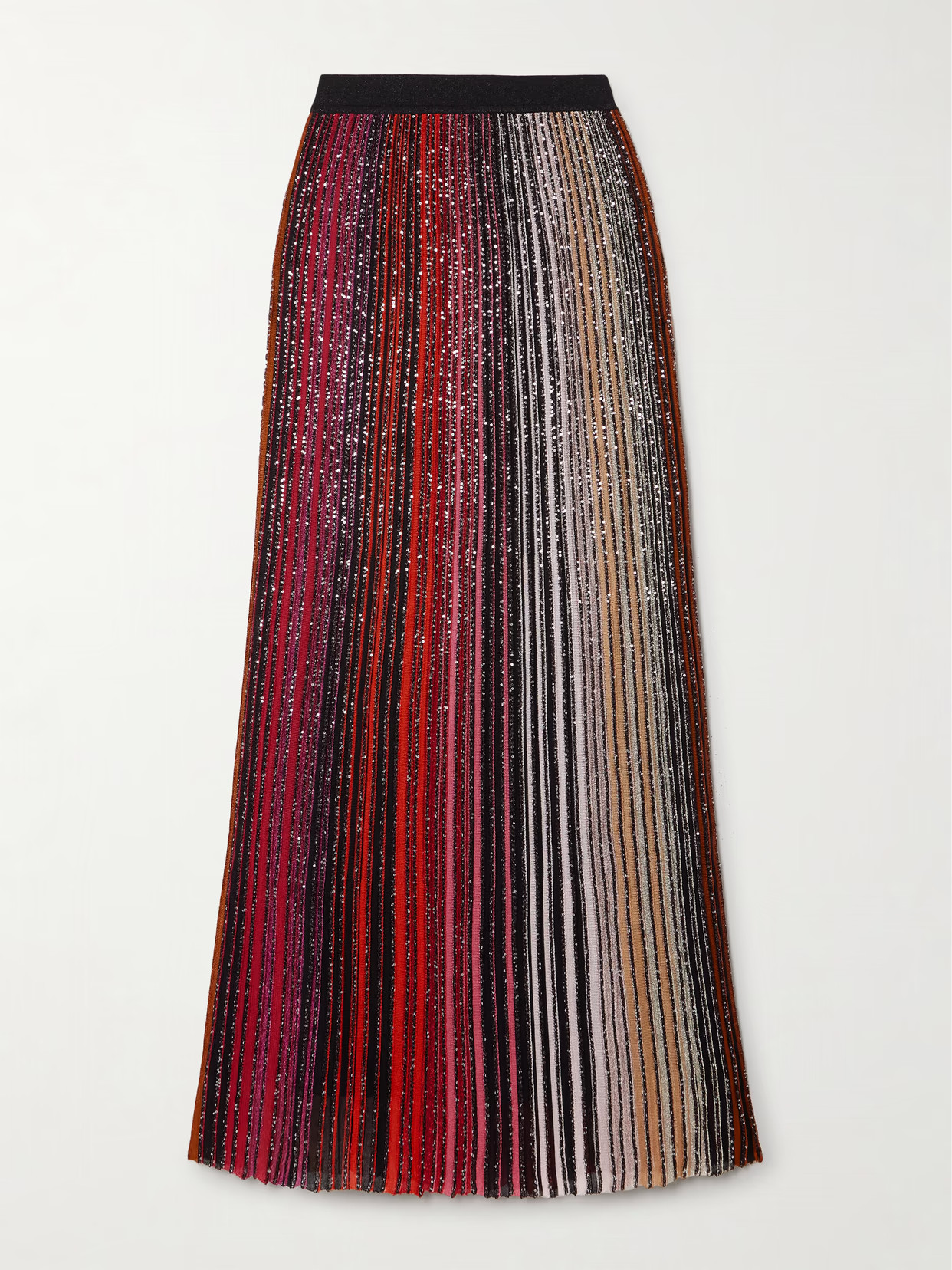Missoni - Pleated Sequined Striped Metallic Crochet-knit Maxi Skirt - Multi | NET-A-PORTER (US)