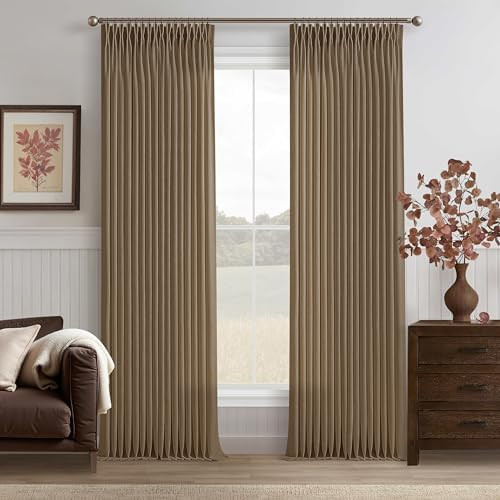 Brown Linen Pinch Pleat Curtains 96 Inches Long 2 Panels for Living Room Bedroom 8 ft Farmhouse B... | Amazon (US)