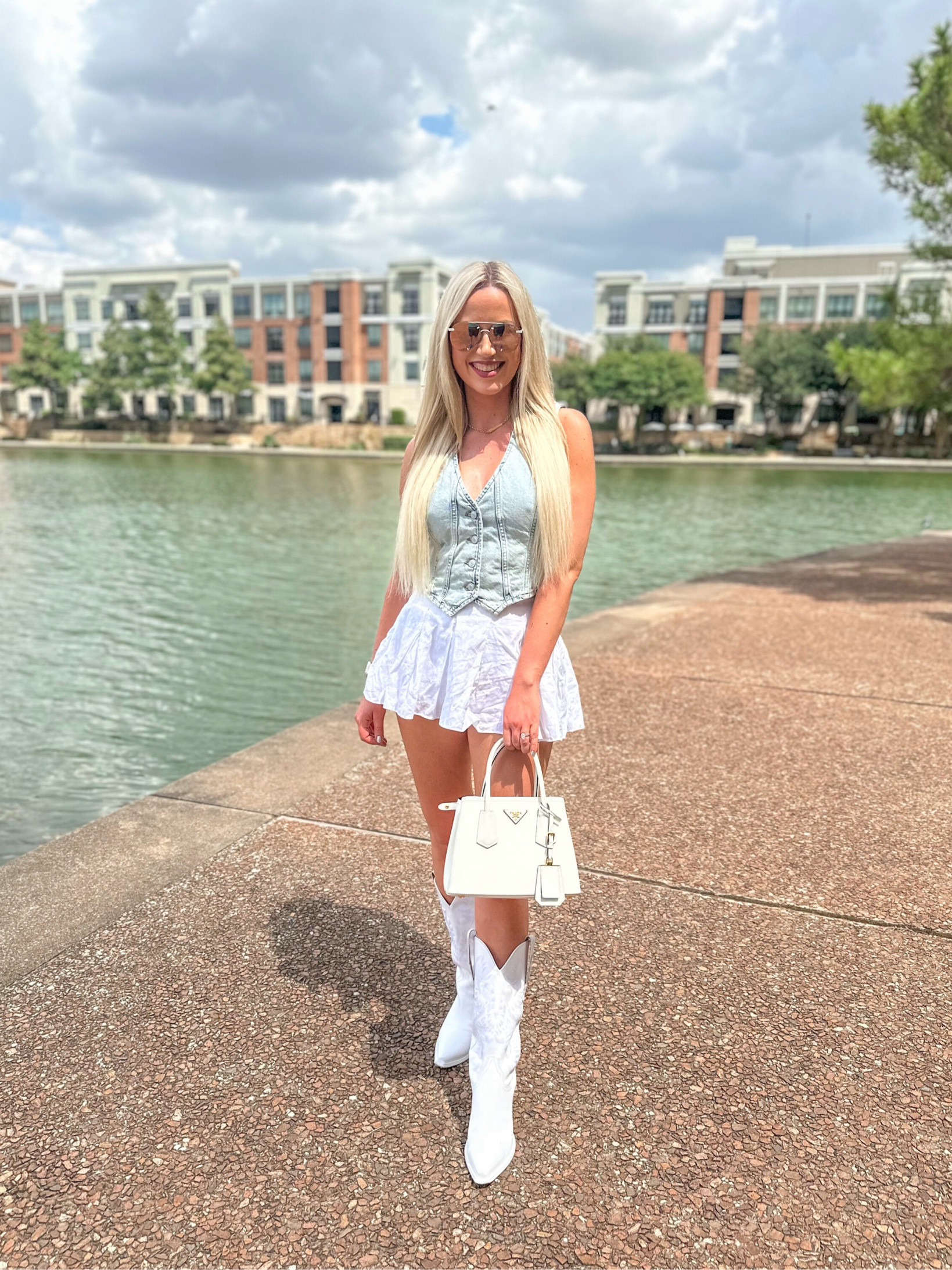 Vest: Small
Skirt: Small (could size up to Medium)
Boots: 9.5

Denim Vest | Country | Cowboy Boots | Cowgirl Boots | Pleated Mini Skirt | Western Boots | Texas

#LTKTravel #LTKSeasonal #LTKStyleTip