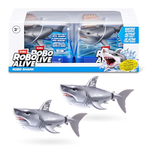Robo Alive Water Activated Shark 2 Pack (White) by ZURU – Realistic Swimming Robotic Bath Toy for Kids, Tweens & Teens, Water-Activated Pet Shark for Play & Pranks, 3+ | Amazon (US)