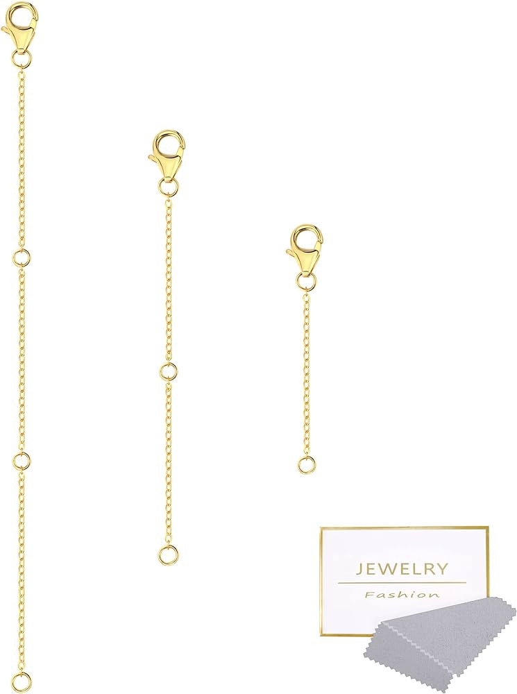 Gold Necklace Extenders,14K Gold Chain Extenders with Lobster Clasp, Durable Plated Solid Brass N... | Amazon (US)
