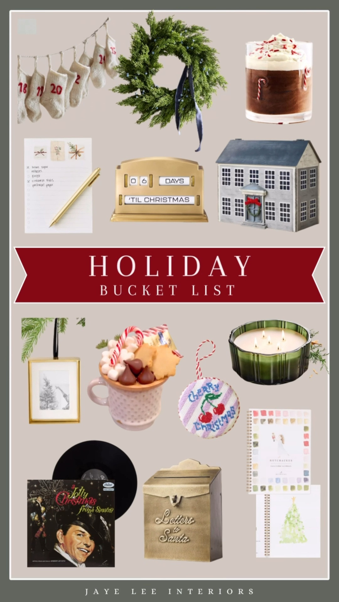 All the fun and excitement is in the anticipation! Make the most of the days leading up to Christmas with this holiday bucket list! Start your own family traditions and share the joy all season long! 
#ChristmasTraditions #KeepsakeOrnament #CountdownCalendar #AdventCalendar #ChristmasCrafts #RecordPlayer #ChristmasCandle #HolidayWreath #HolidayDecor #TargetStyle #AnthropologieChristmas #jleeinteriors

#LTKHoliday #LTKHome #LTKFindsUnder50