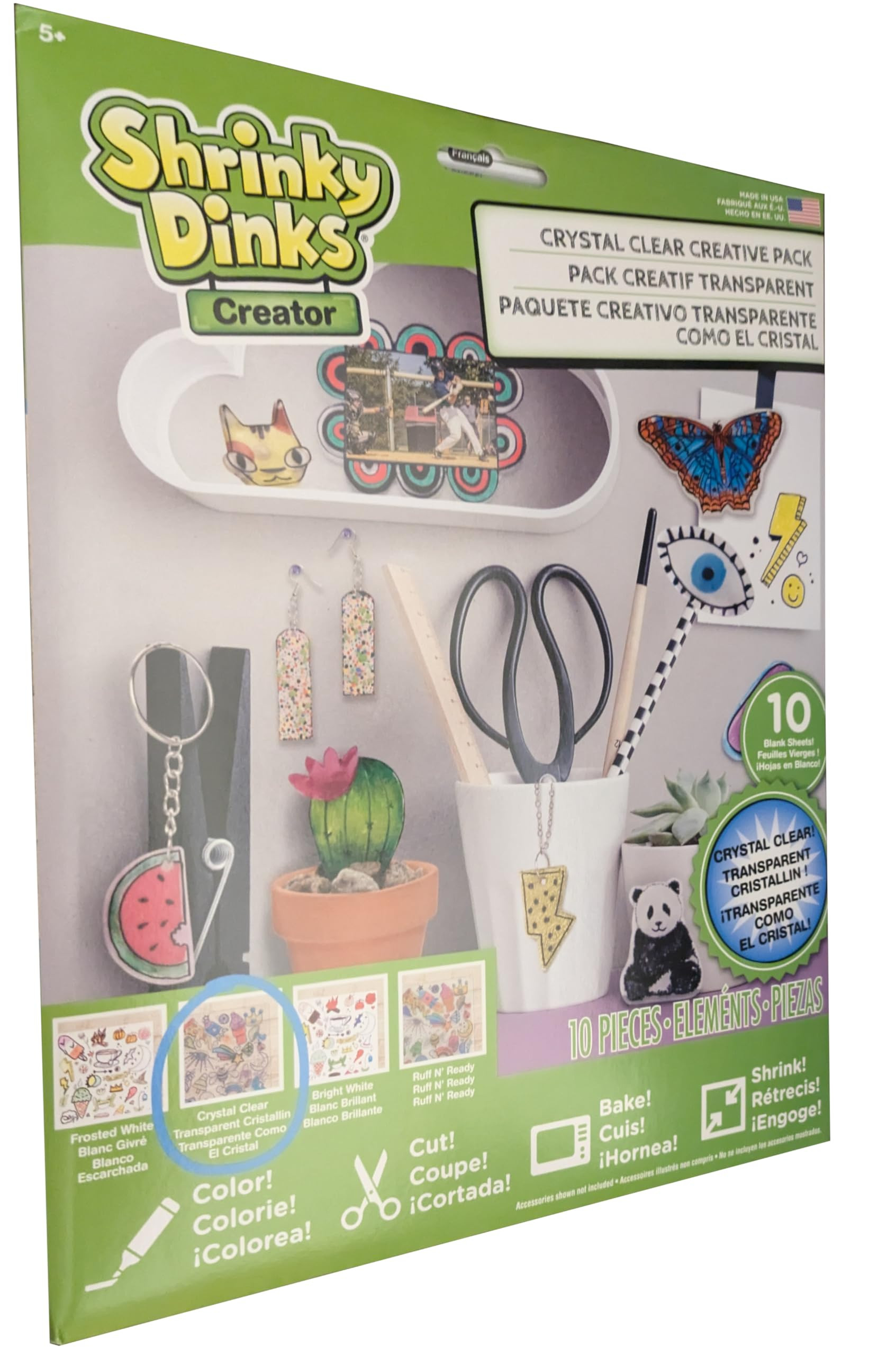 Shrinky Dinks Creative Pack 10 Sheets Crystal Clear Kids Art and Craft Activity | Amazon (US)