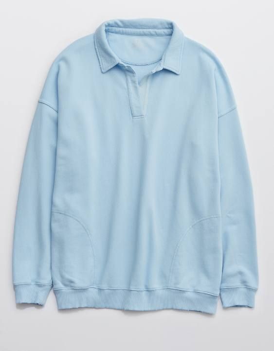 Aerie Happy Henley Everyday Polo Sweatshirt | American Eagle Outfitters (US & CA)