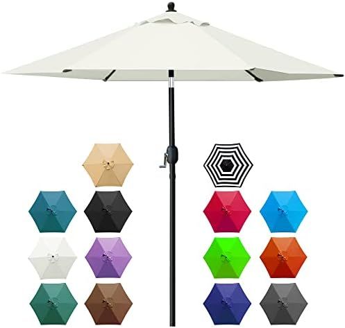 Sunnyglade 7.5' Patio Umbrella Outdoor Table Market Umbrella with Push Button Tilt/Crank, 6 Ribs (Be | Amazon (US)