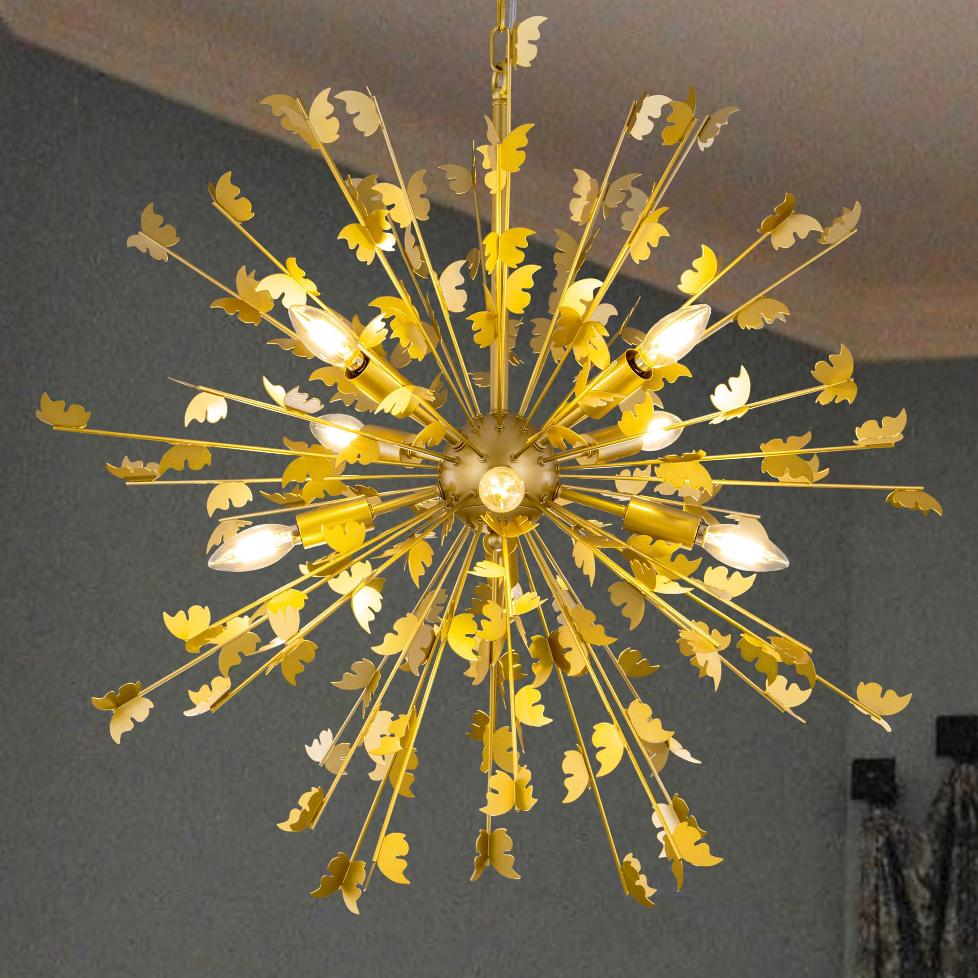 TOCHIC Gold Sputnik Chandelier for Dining Room Light Fixture, 8 Lights Butterfly Chandelier for B... | Amazon (US)