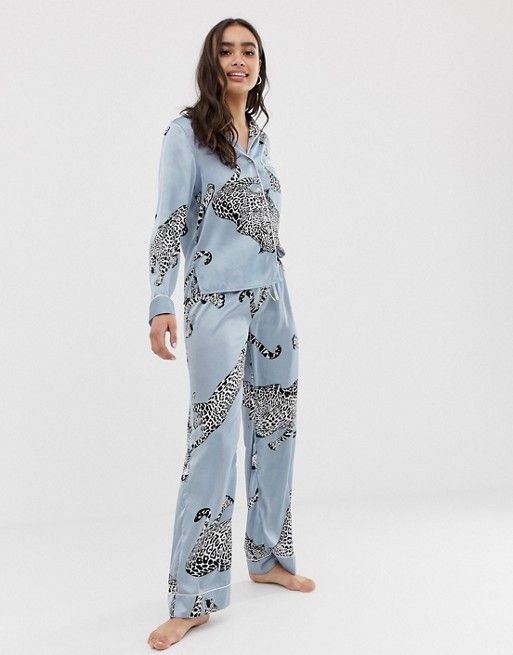 ASOS DESIGN cheetah satin pyjama pants set | ASOS US