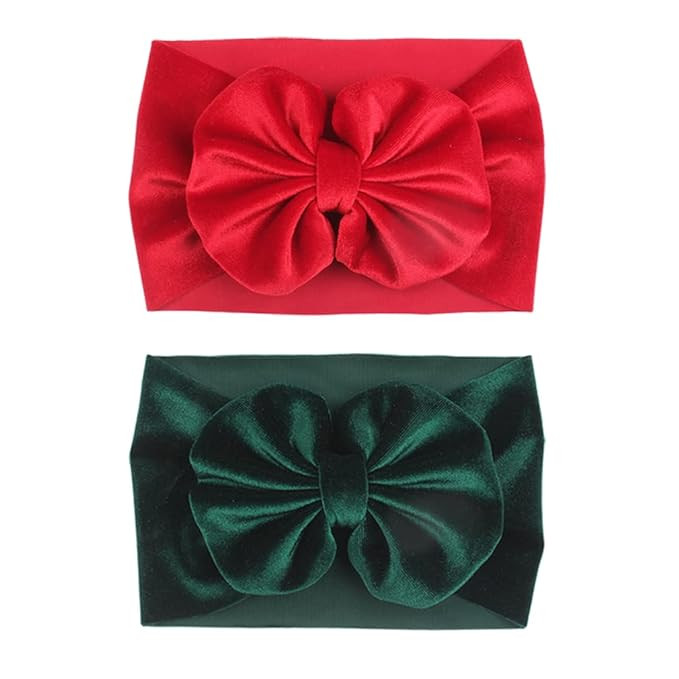 YanJie Baby Girl Bows Christmas Velvet Baby Headbands Big Baby Bows Wide Head Wrap Hair Accessori... | Amazon (US)