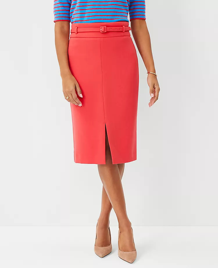 Belted Front Slit Pencil Skirt | Ann Taylor (US)