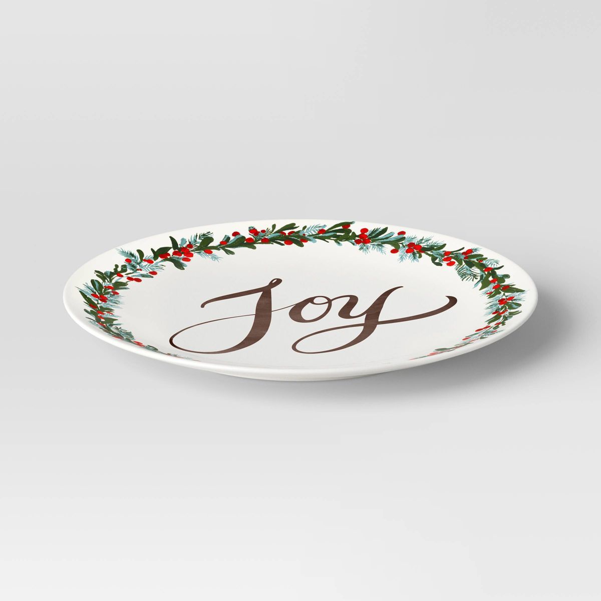 13"x13" Holiday Stoneware Joy Round Serving Plate - Threshold™ | Target
