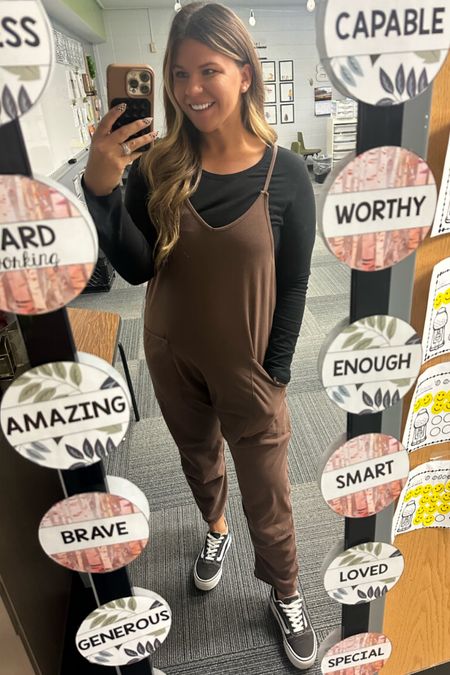 I love a good jumpsuit and this one is in major sale!
This one is as comfortable as pajamas, but is cute enough for a teacher outfit! Perfect for all the movement with the kiddos. I have it in three colors now  Wearing a small in both the jumpsuit and the long sleeve. 

#LTKworkwear #LTKsalealert #LTKfindsunder50