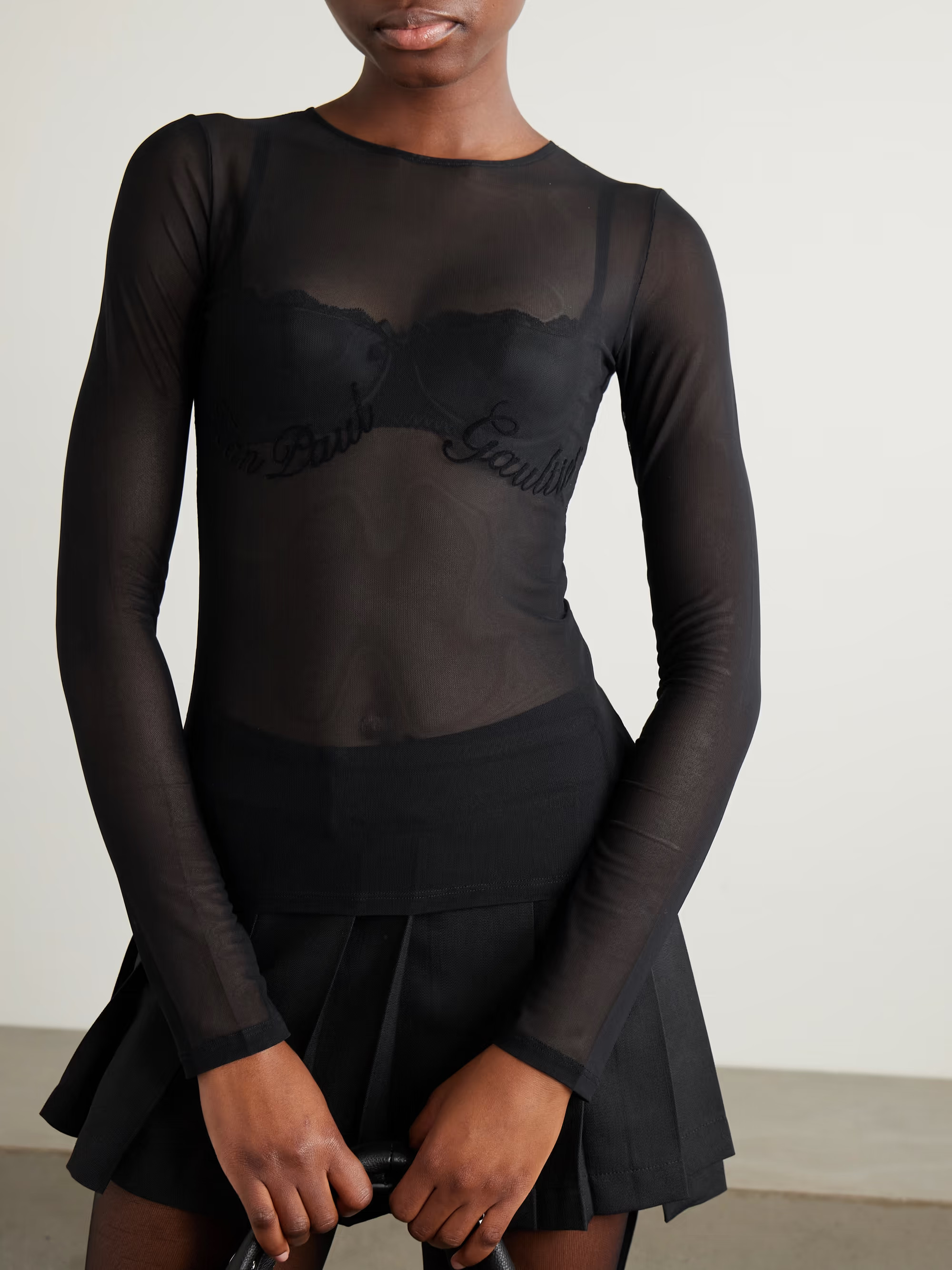 Flocked stretch-tulle top | NET-A-PORTER (US)