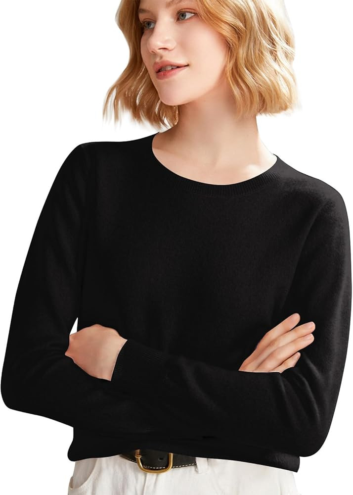 Cashmere Sweaters for Women Long Sleeve Crew Neck Soft Warm Pullover Tops Lightweight Wool Knit S... | Amazon (US)
