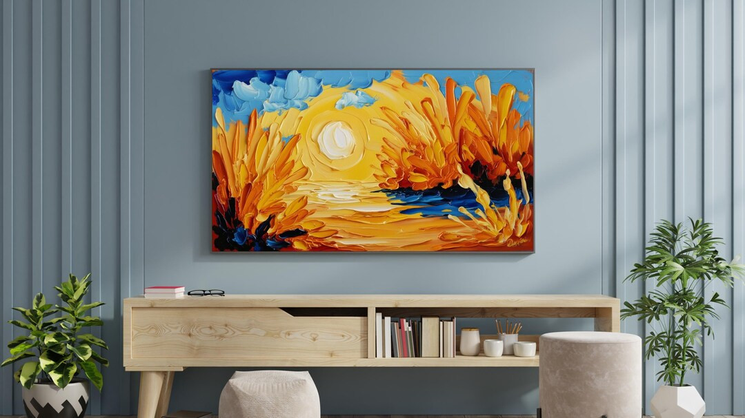 Tv wallpaper 0105 | digital wallpaper | download | TV art | warm abstract sunset | Etsy (US)
