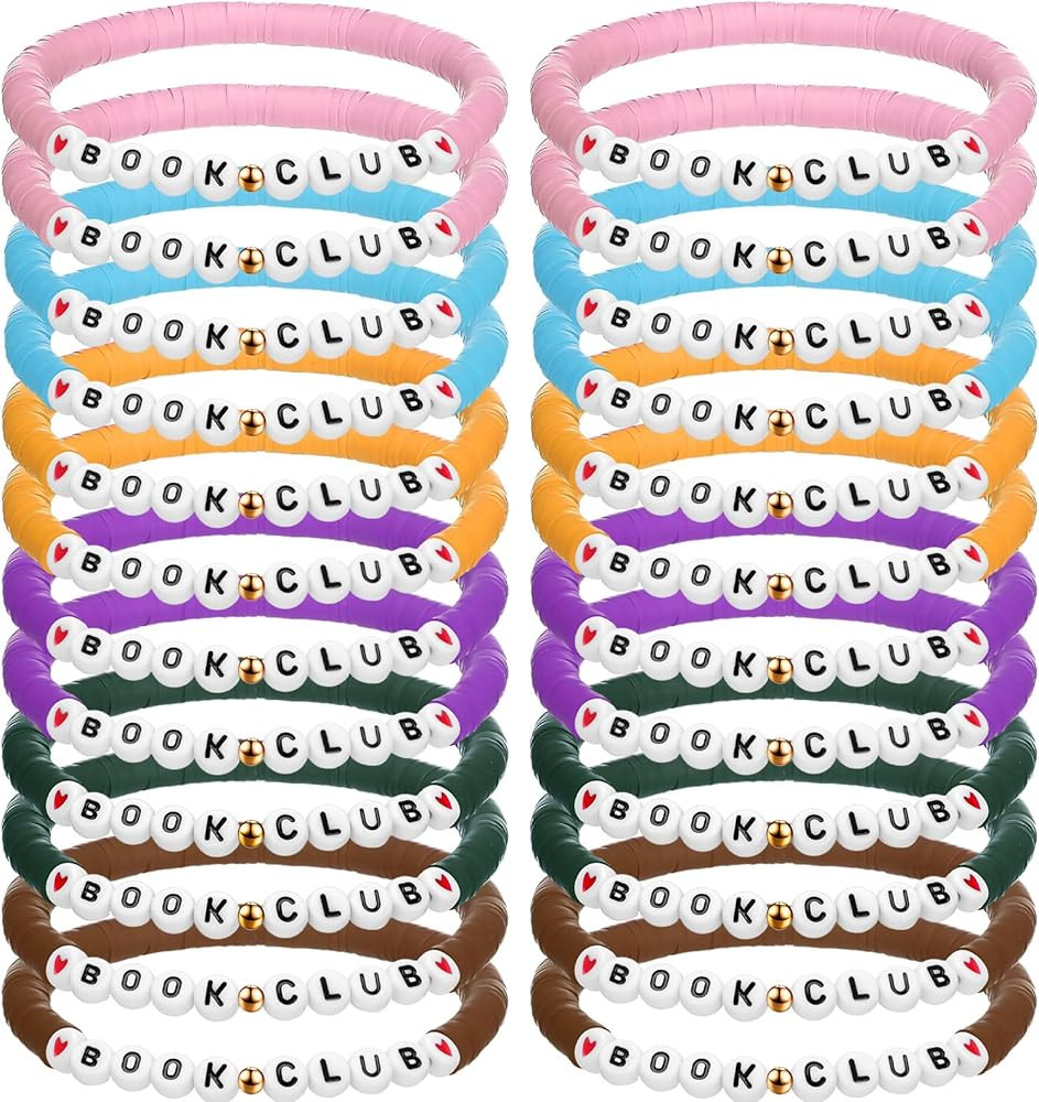 Tondiamo 24 Pack Valentines Day Book Club Gifts for Women Polymer Clay Beaded Book Lovers Bracele... | Amazon (US)