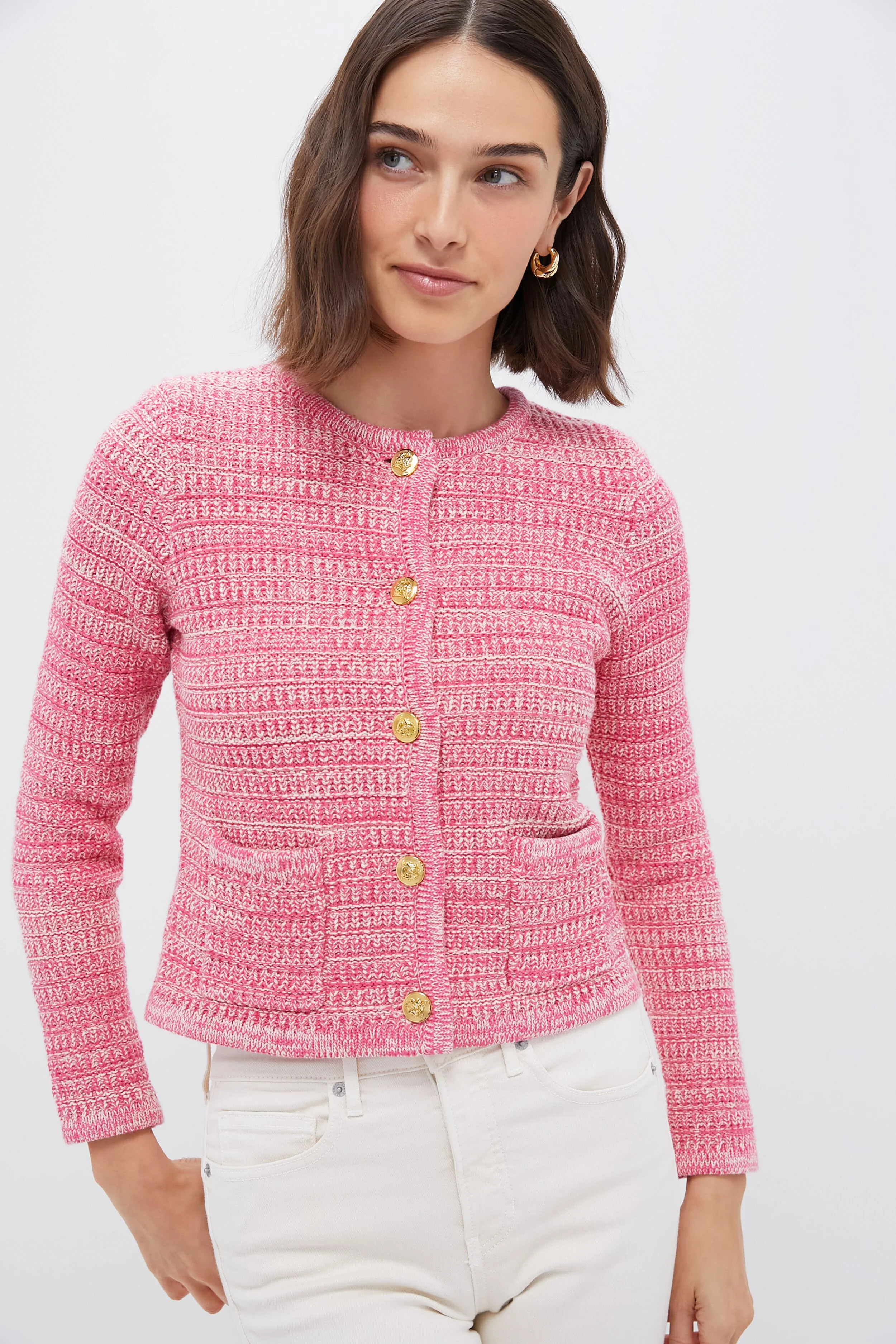 Marled Pink Maybourne Cardigan | Tuckernuck (US)