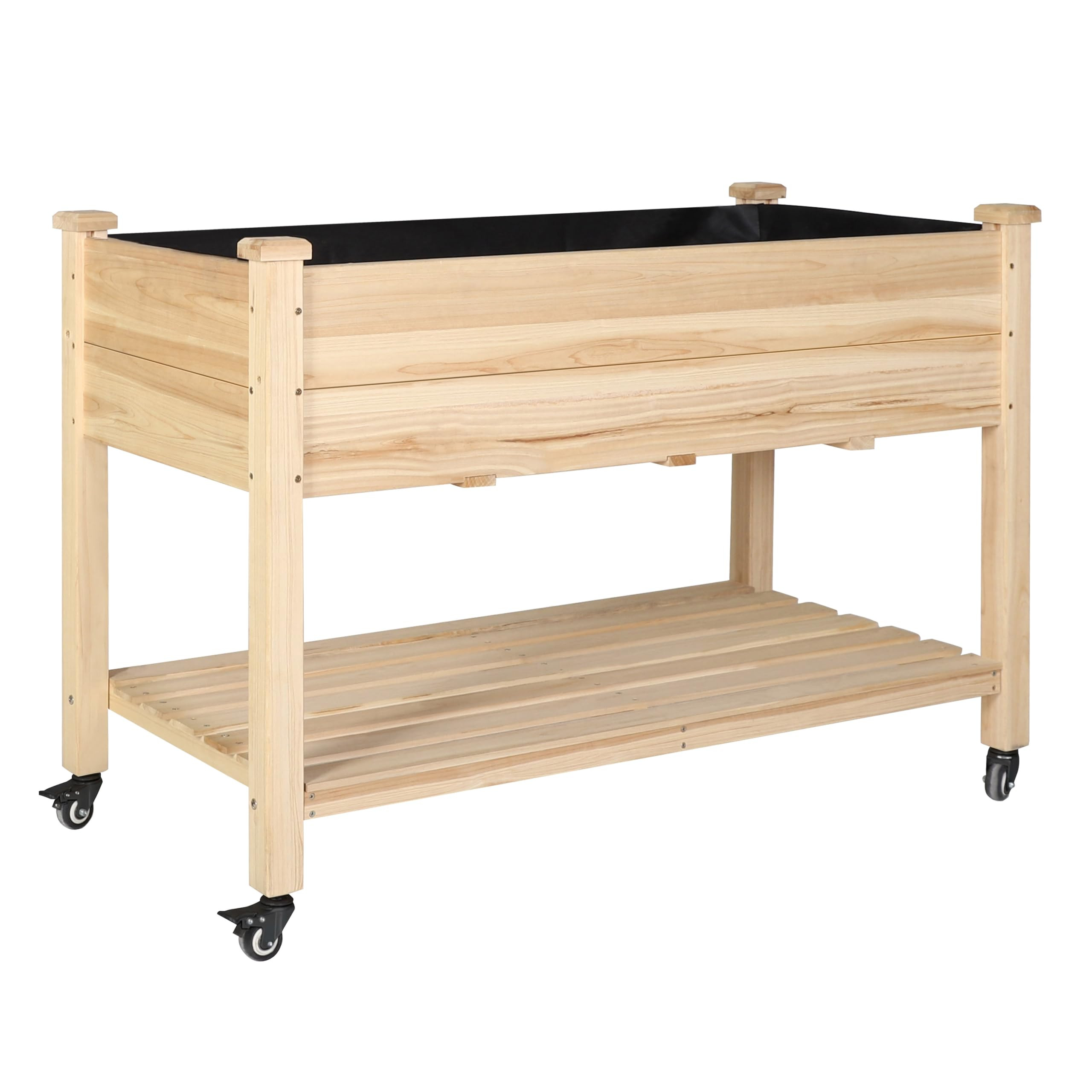 BlueWish 48" W x 24" D x 33" H Planter Boxes Outdoor, Cedar Garden Bed with Detachable Black Line... | Amazon (US)