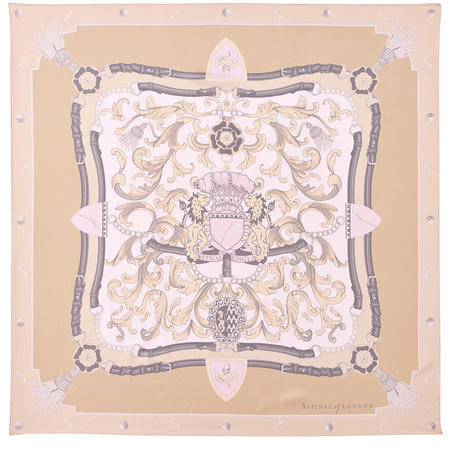 Aspinal Signature Shield Silk Scarf in Nude | Aspinal of London