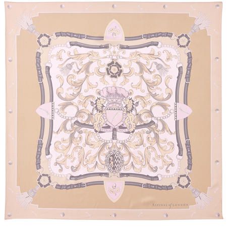 Aspinal Signature Shield Silk Scarf in Nude | Aspinal of London