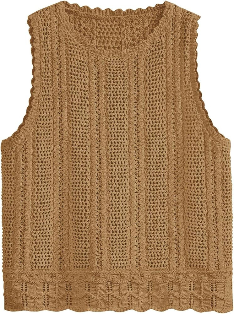 KIRUNDO Beach Vacation Clothes for Women Spring Summer Crochet Sweater Vest Tank Tops Cover Ups R... | Amazon (US)