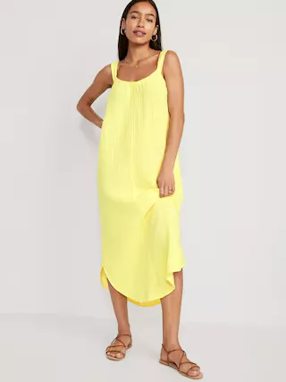 Sleeveless Shirred Maxi Dress