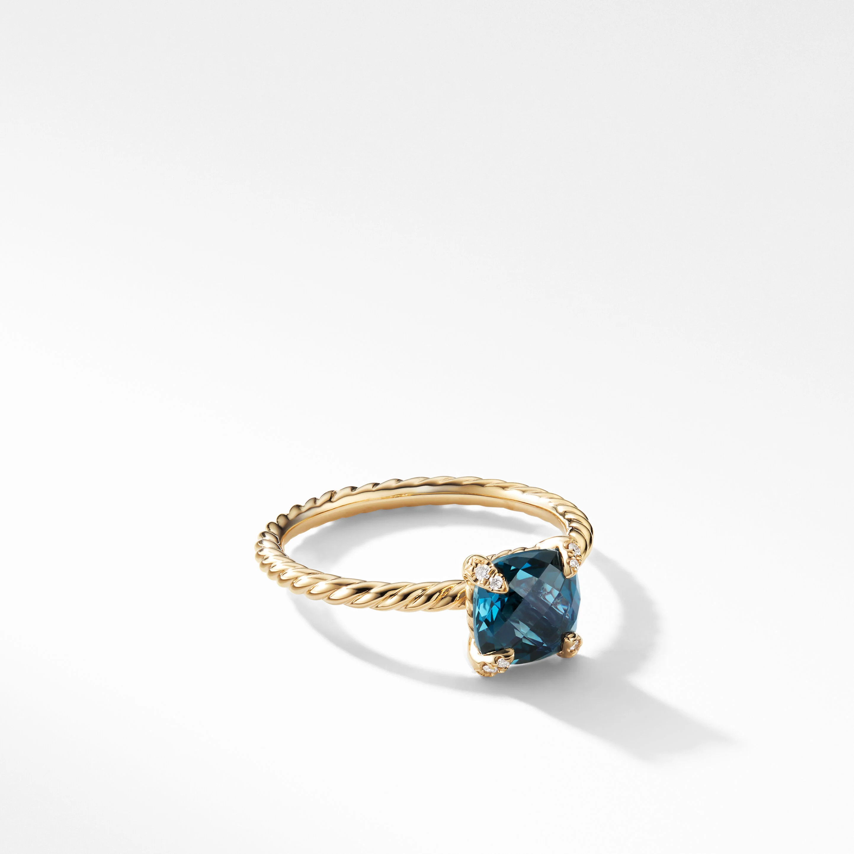 Chatelaine® Ring in 18K Yellow Gold with Hampton Blue Topaz and Pavé Diamonds | David Yurman