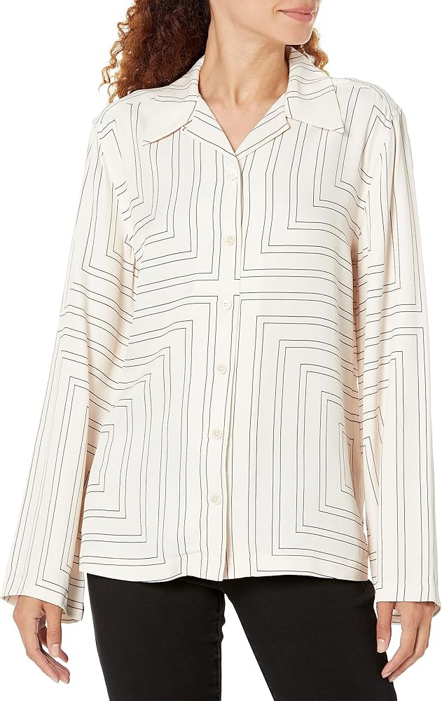 Equipment Women's Mateo Top in Vanilla Cream and True Black | Amazon (US)