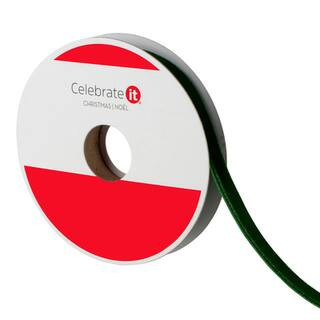 3/8" x 12Ft Velvet Ribbon by Celebrate It® Christmas in Green | Michaels® | Michaels Stores