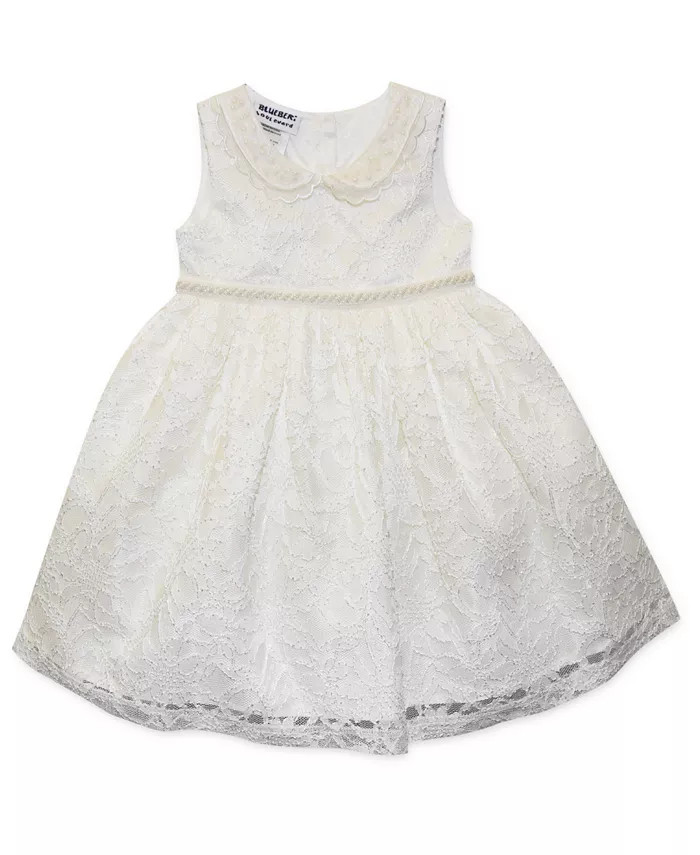 Blueberi Boulevard Baby Girls Embroidered Peter Pan Allover Lace Dress - Macy's | Macy's