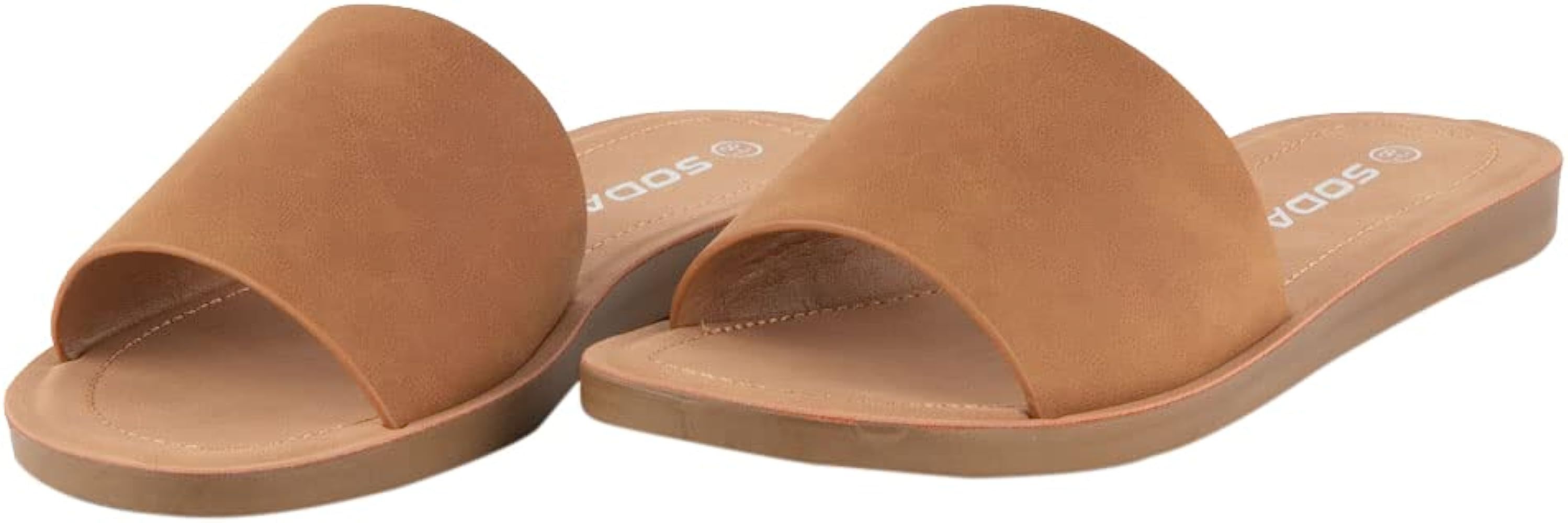 Soda Shoes Efron-S Women Flip Flops Basic Plain Slippers Slip On Sandals Slides Casual Peep Toe B... | Amazon (US)