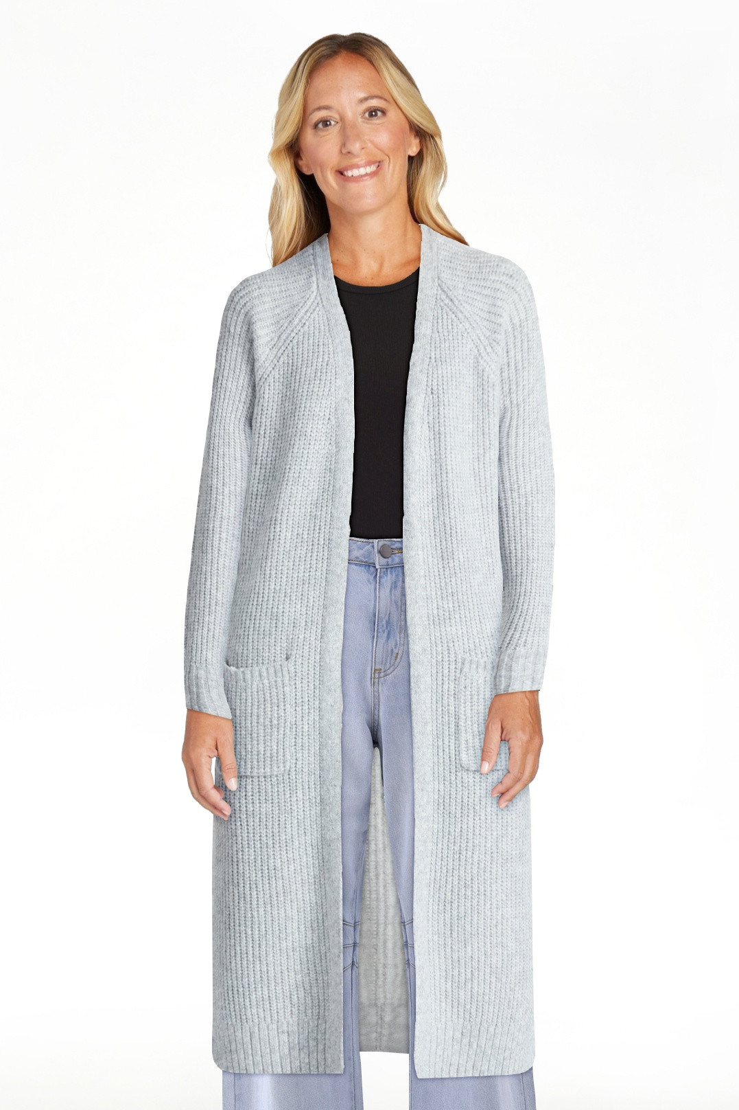 No Boundaries Ribbed Open Front Duster, Women’s | Walmart (US)