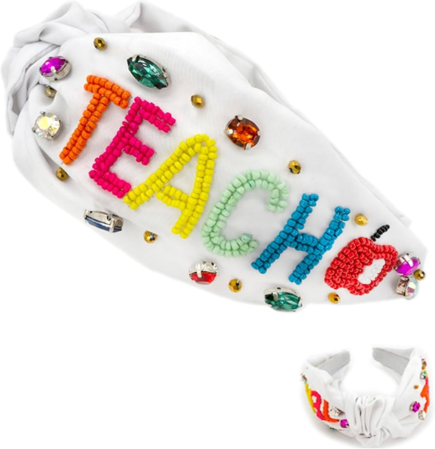 Miracle Collection Teacher Cross Knotted Crystal Jeweled Beaded Headband for Back to School and T... | Amazon (US)