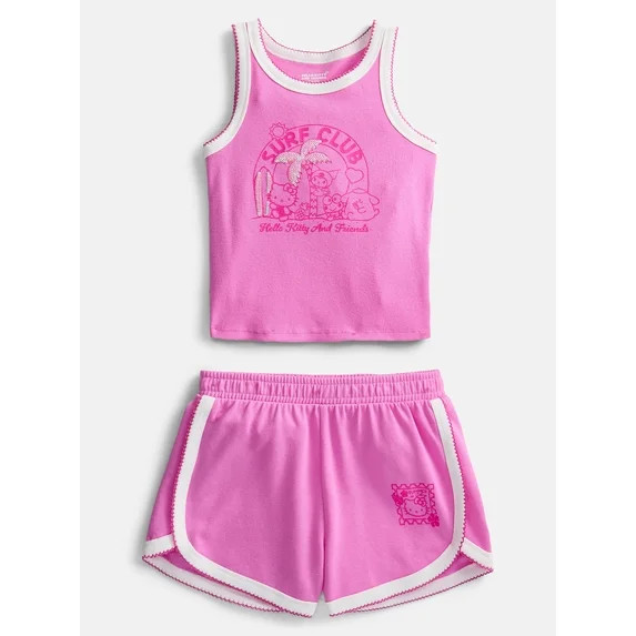 Hello Kitty Girls Graphic Tank Top and Matching Shorts Set, 2-Piece, Sizes 4-16 | Walmart (US)