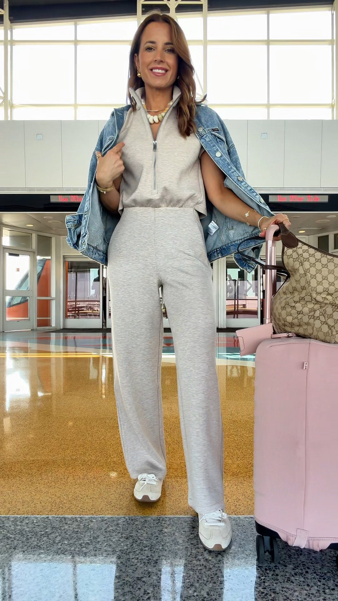 New bathroom-friendly jumpsuits - on sale with code LISAMARIEXSPANX on first time purchases. This is a new style and it fits like a dream. Wearing XS petite. Travel outfit. Airport outfit. Travel necessities. Travel must haves. XS in slouchy denim jacket. Sneakers mules are TTS.

#LTKTravel #LTKgrwm #LTKootd #LTKgrwm #LTKootd #LTKTravel