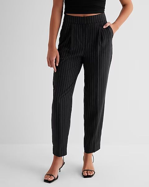 Stylist Super High Waisted Pinstripe Pleated Ankle Pant | Express