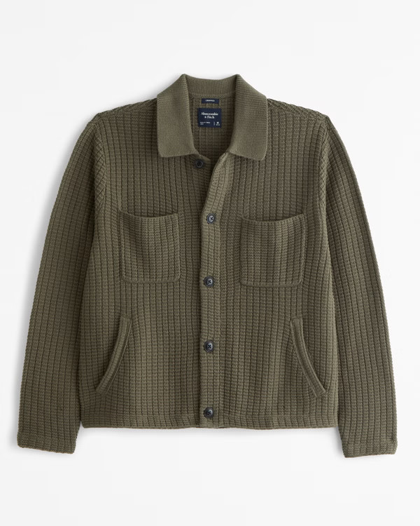 Cropped Stitched Sweater Shirt Jacket | Abercrombie & Fitch (US)