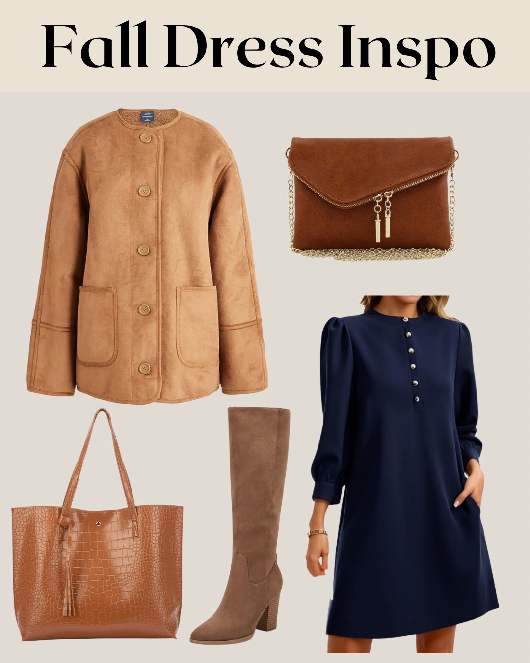 Classic fall combo you can wear anywhere! This navy dress pairs perfectly with tall boots and a warm camel coat. Add a textured tote or crossbody for an easy, polished finish that works from day to night.

#LTKFallFashion #LTKStyle #LTKUnder100 #LTKOutfitInspo #LTKSeasonal #LTKFinds #LTKEverydayStyle #LTKWorkwear

#LTKStyleTip